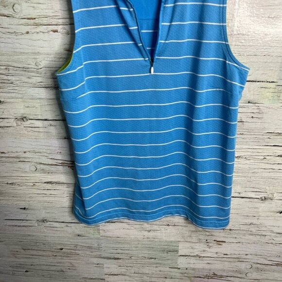 ADIDAS ClimaCool golf shirt blue striped size medium women’s - Picture 2 of 7